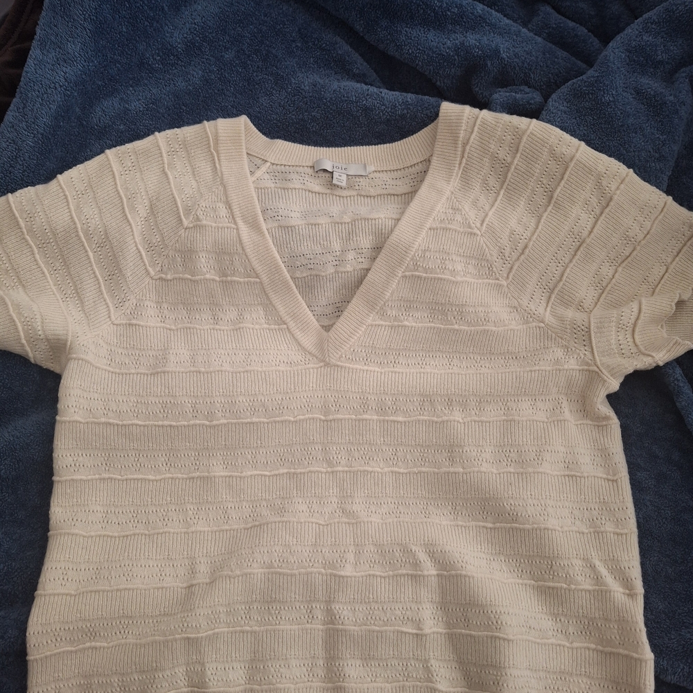 Joie Cream V-Neck Sweater